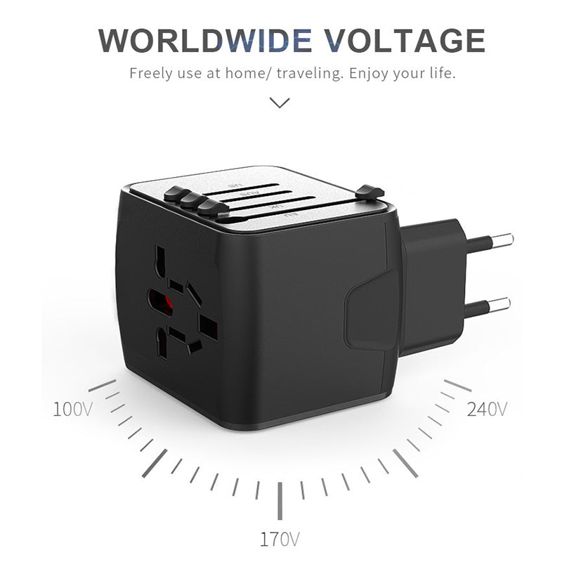 Universele reisstekker met 4 USB-poorten