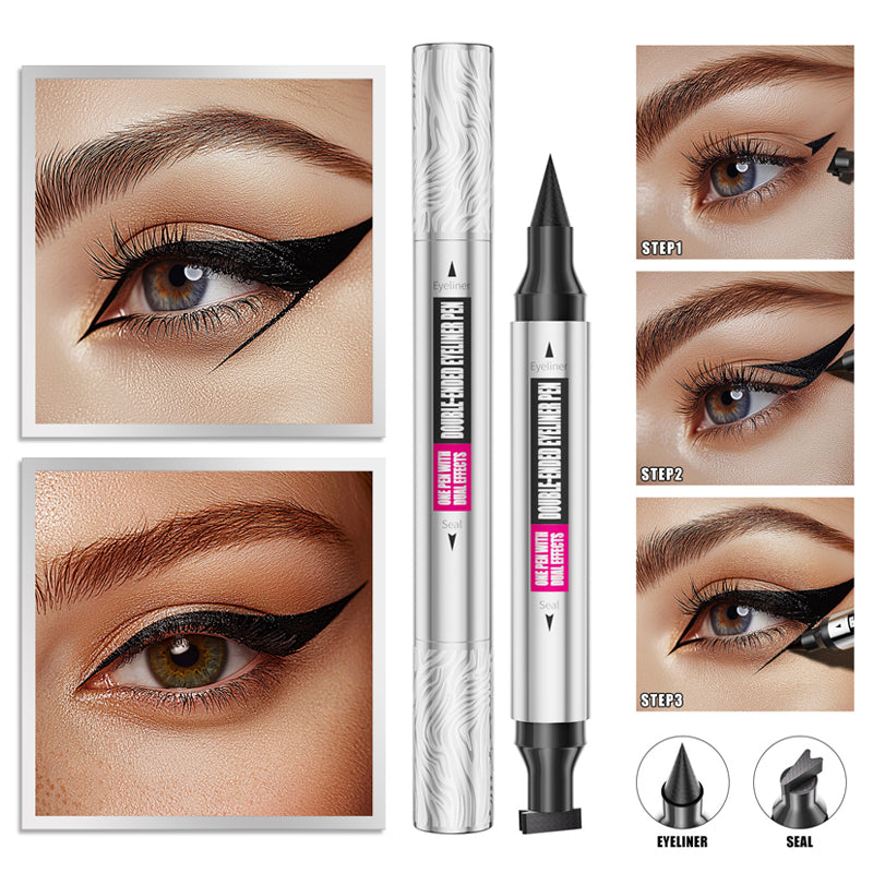 Dubbelzijdige eyeliner met stempel voor winged cateyes
