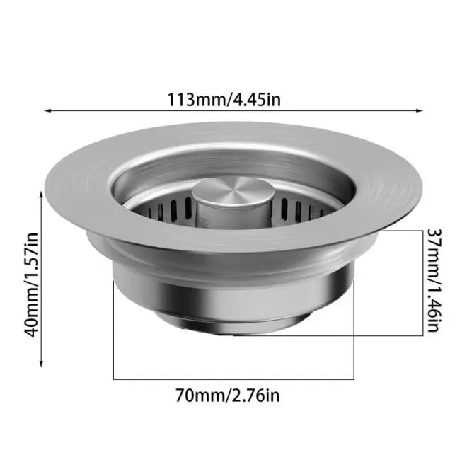 Rvs gootsteenafvoerzeef met 3-in-1 geurfilter