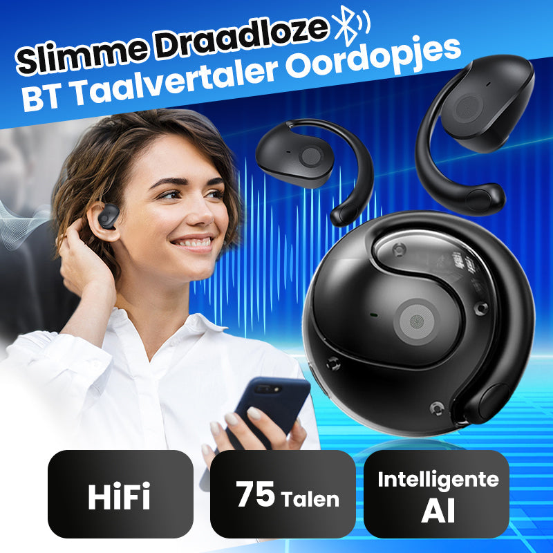 Draadloze bluetooth taalvertaler oordopjes met oplaadcase