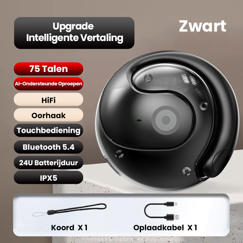 Draadloze bluetooth taalvertaler oordopjes met oplaadcase