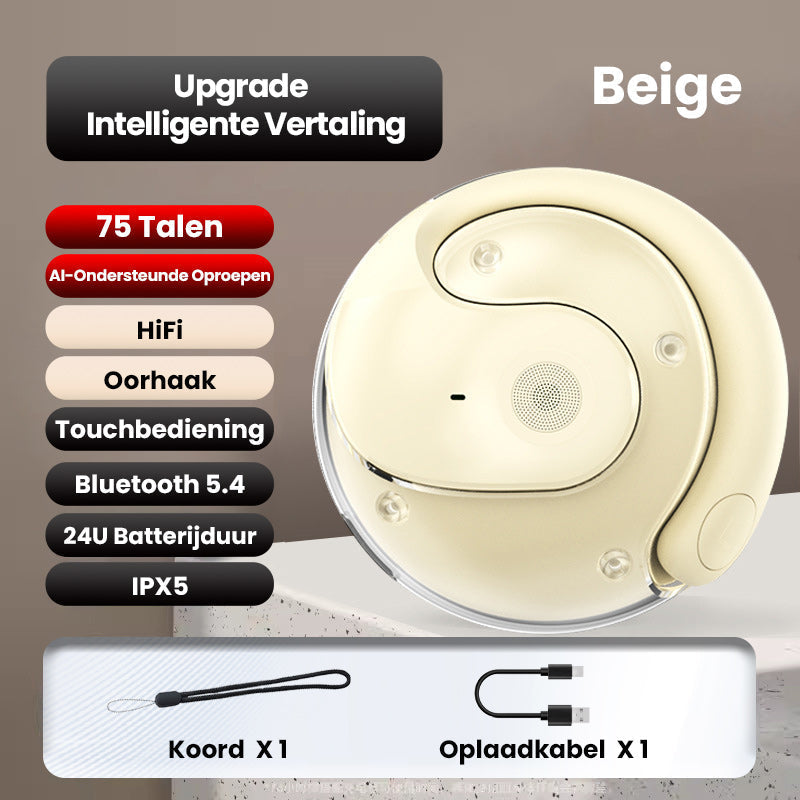 Draadloze bluetooth taalvertaler oordopjes met oplaadcase