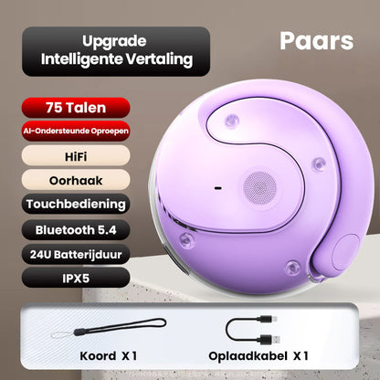 Draadloze bluetooth taalvertaler oordopjes met oplaadcase