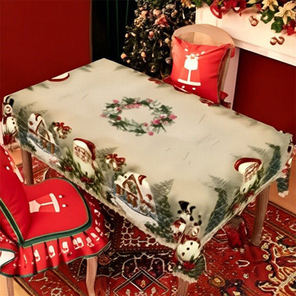 Feestelijk kersttafelkleed met klassieke print