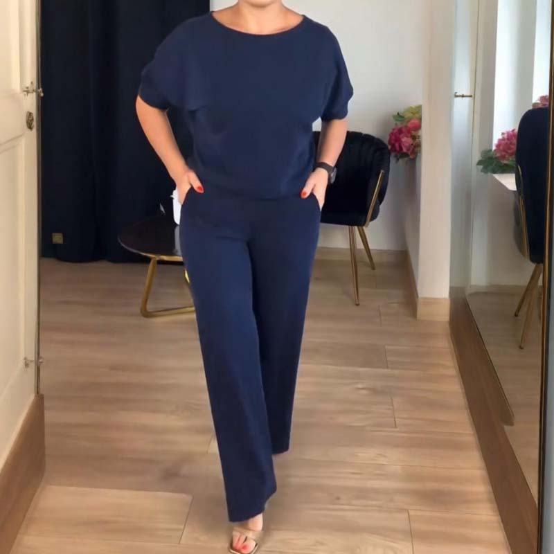 Elegante driedelige dames set met lang vest top en broek