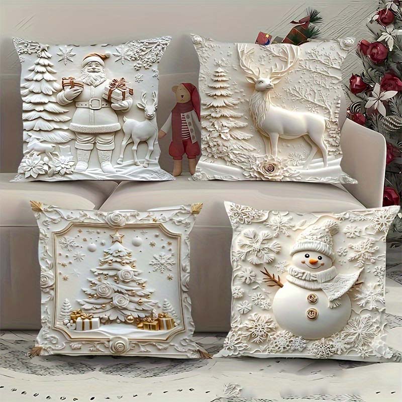 Kerst kussensloop set met feestelijke print | LEA0317873C01A1