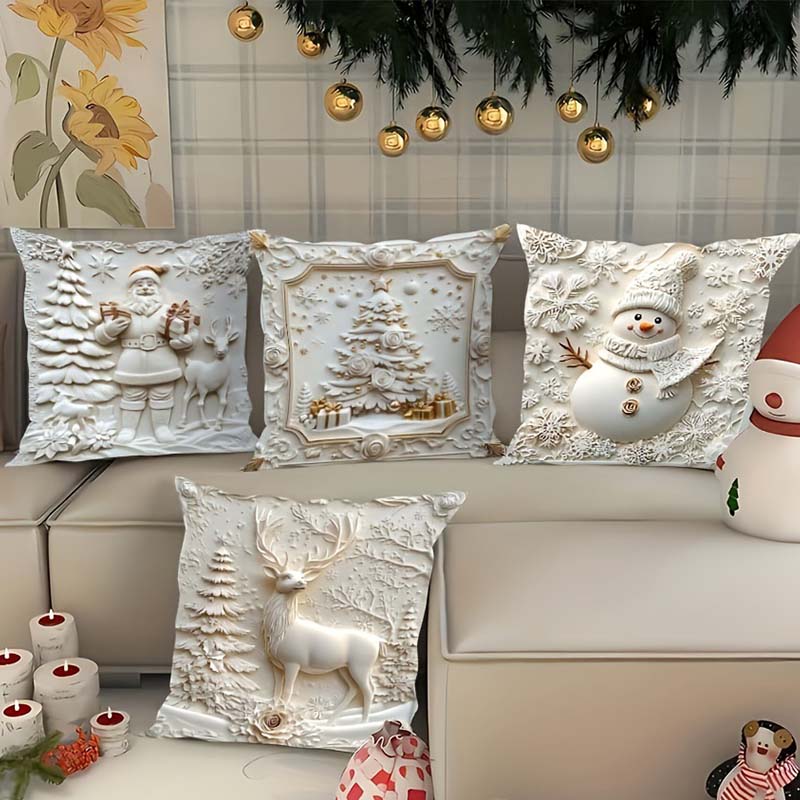 Kerst kussensloop set met feestelijke print | LEA0317873C01A1