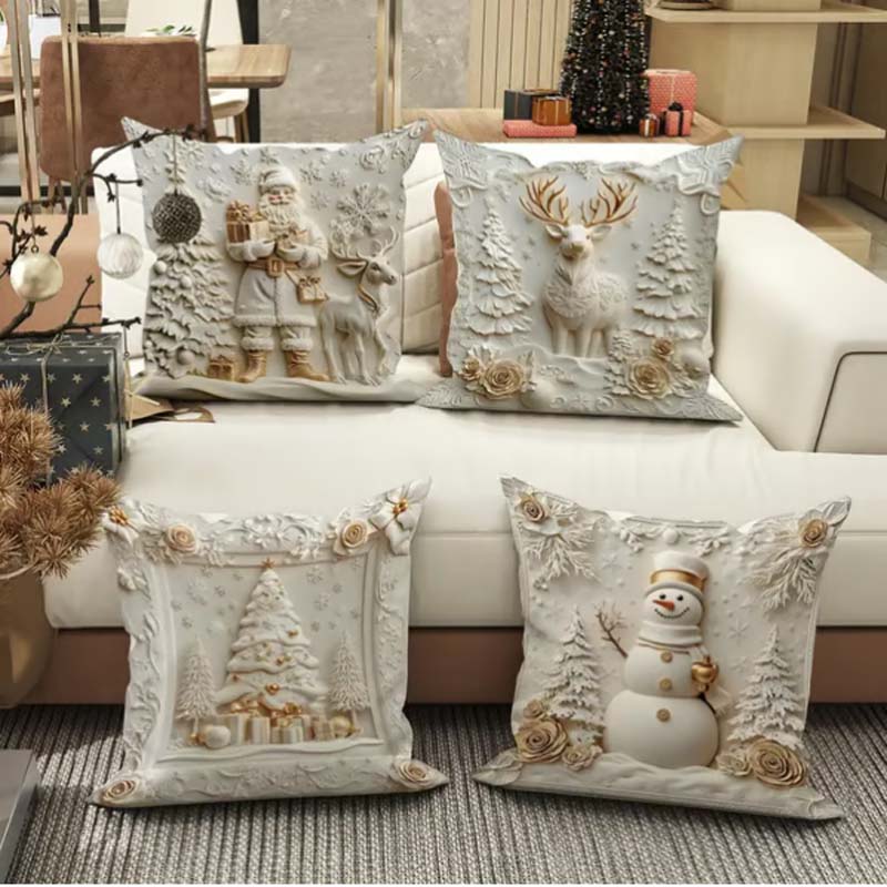 Kerst kussensloop set met feestelijke print | LEA0317873C01A1