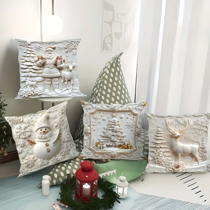 Kerst kussensloop set met feestelijke print | LEA0317873C01A1