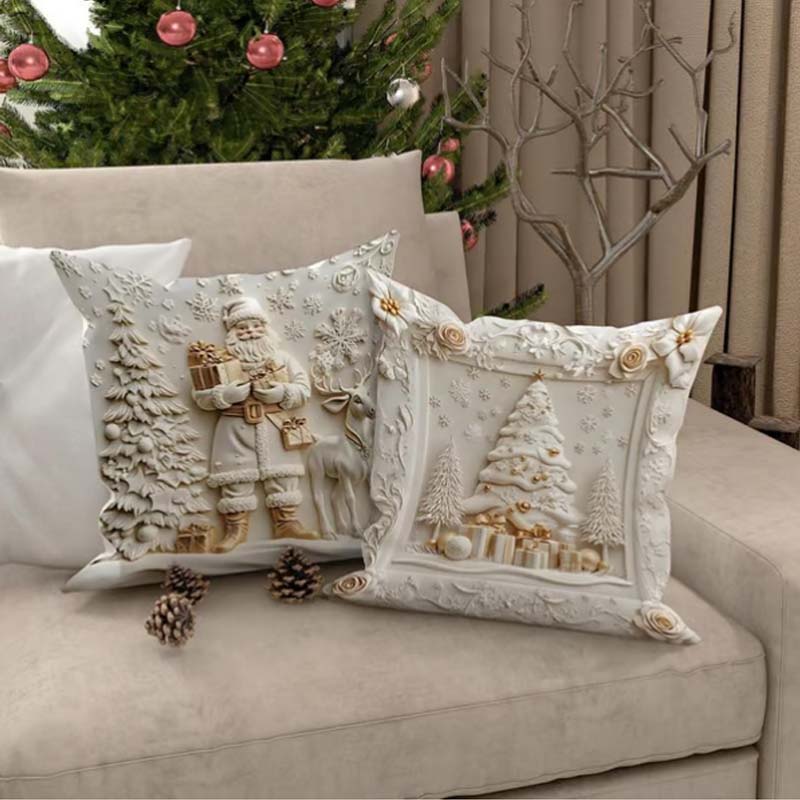 Kerst kussensloop set met feestelijke print | LEA0317873C01A1