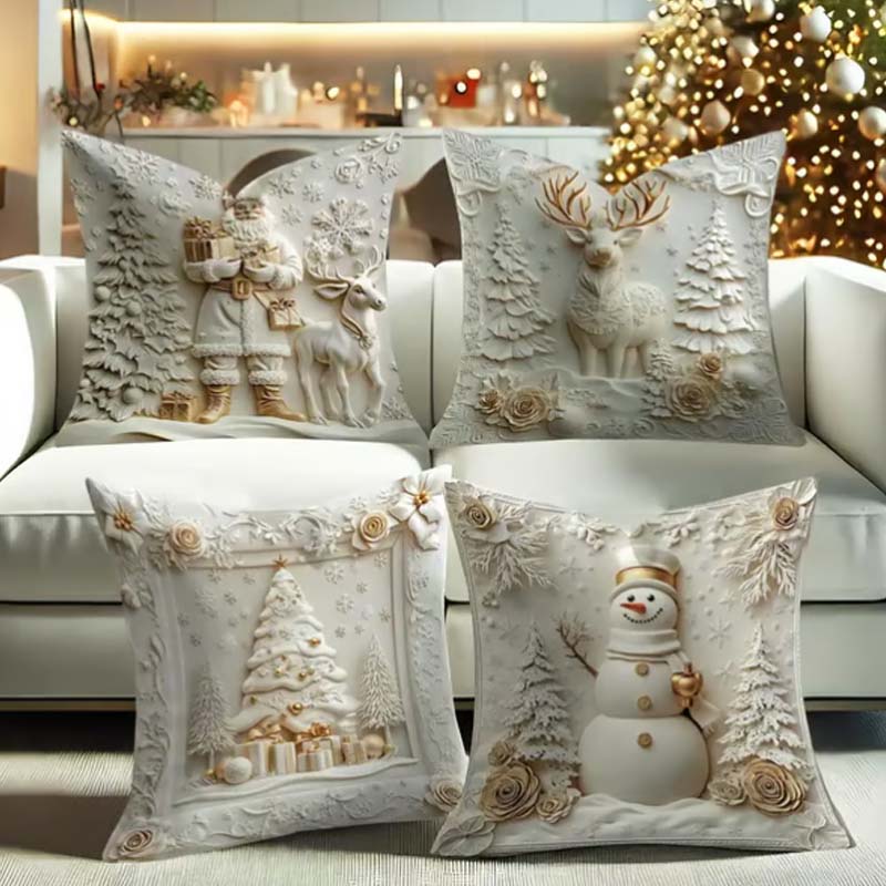 Kerst kussensloop set met feestelijke print | LEA0317873C01A1