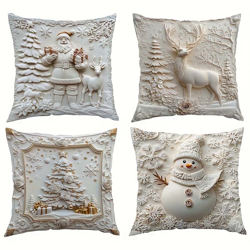 Kerst kussensloop set met feestelijke print | LEA0317873C01A1