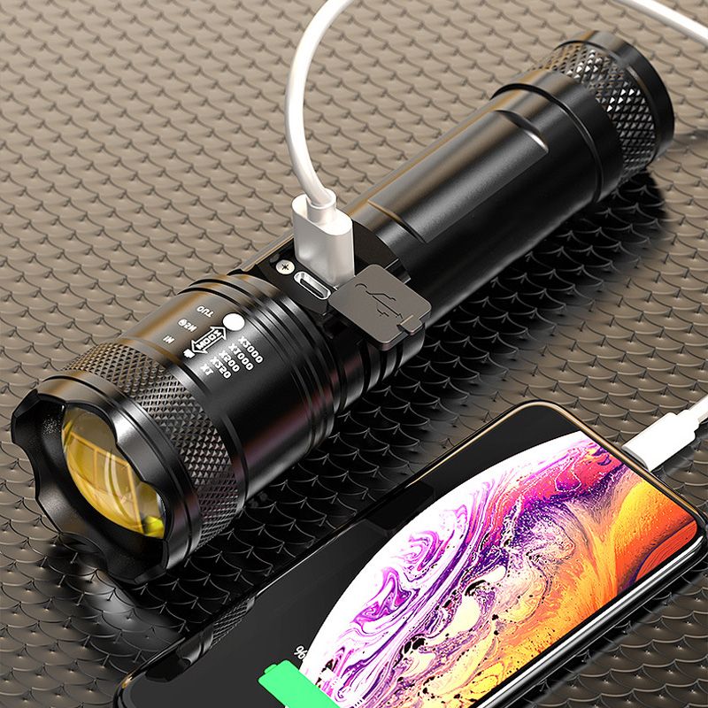 Oplaadbare Zaklamp met Zoomfunctie en Powerbankfunctie