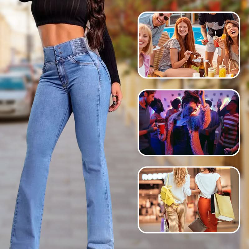 Dames flare stretch jeans met hoge taille | LF10286276C01S