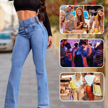 Dames flare stretch jeans met hoge taille | LF10286276C01S