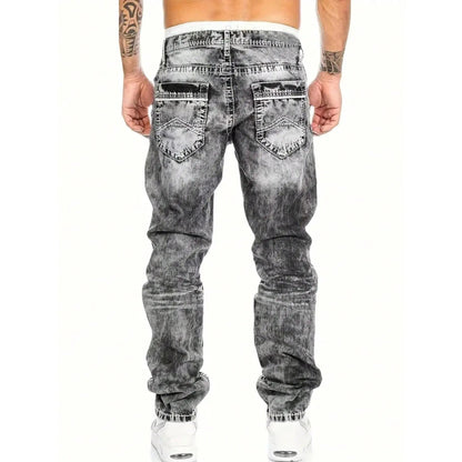 Herenjeans met rechte pijpen en vintage wassing