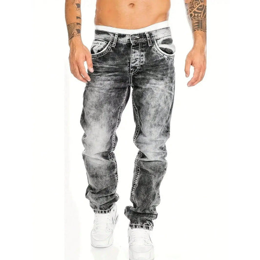 Herenjeans met rechte pijpen en vintage wassing