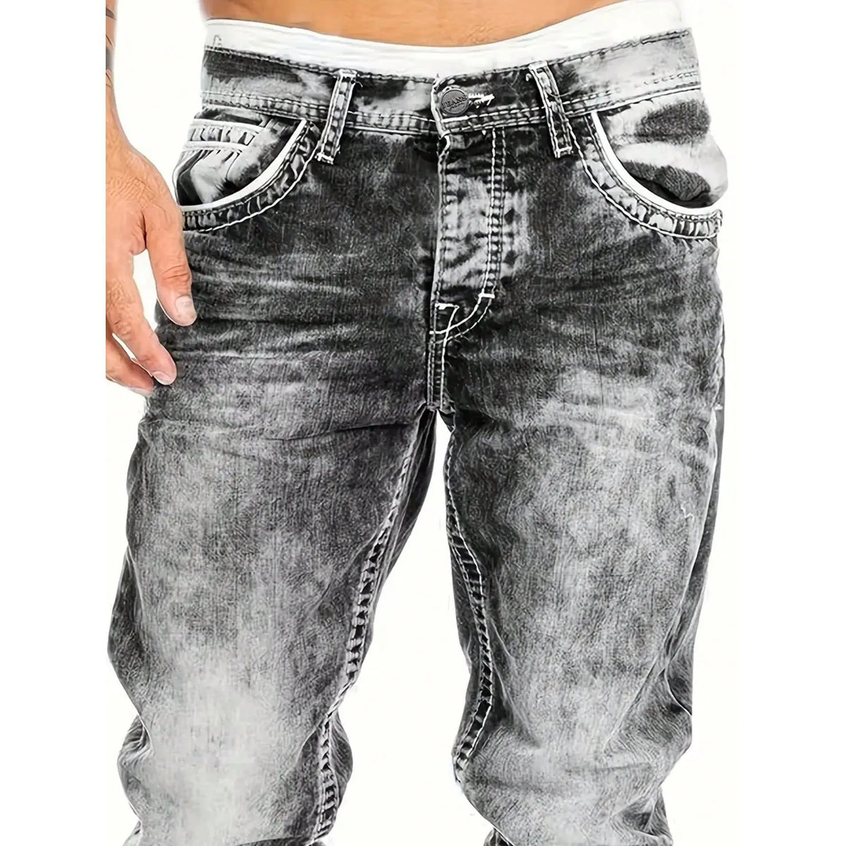 Herenjeans met rechte pijpen en vintage wassing