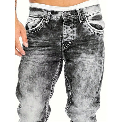 Herenjeans met rechte pijpen en vintage wassing