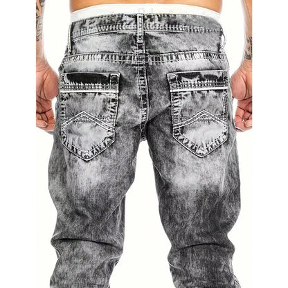 Herenjeans met rechte pijpen en vintage wassing
