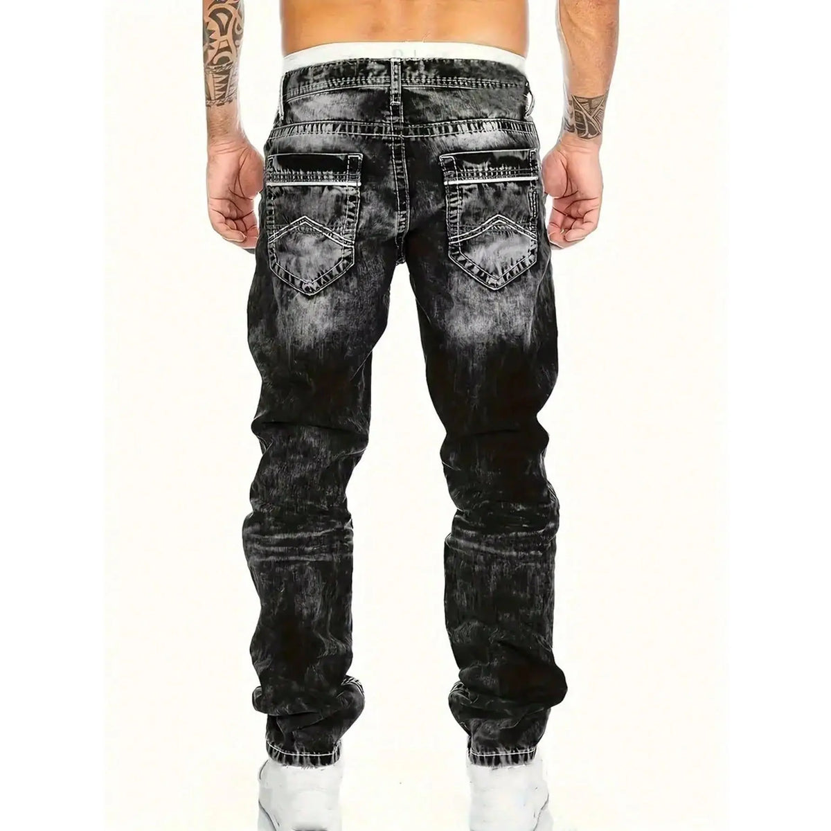 Herenjeans met rechte pijpen en vintage wassing