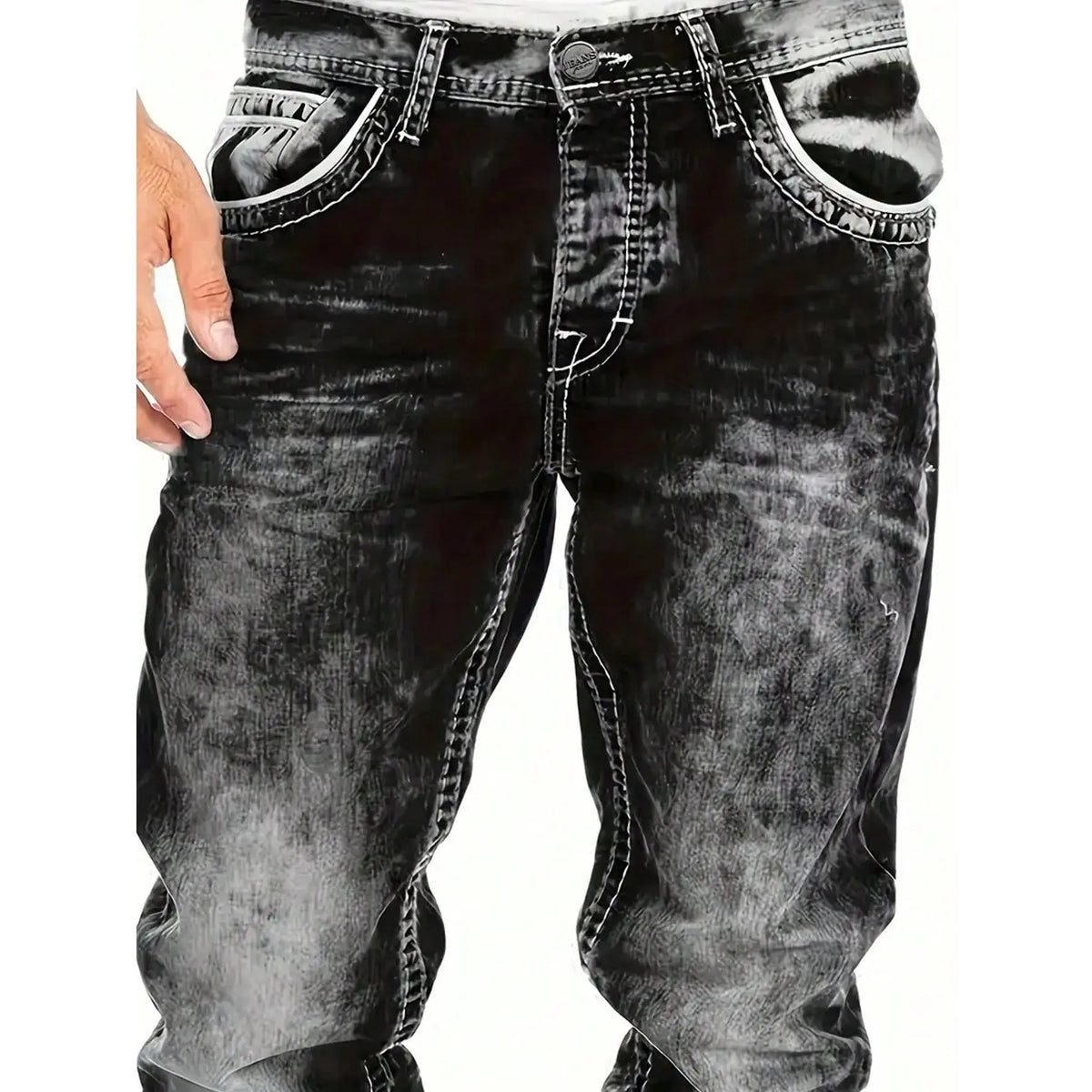 Herenjeans met rechte pijpen en vintage wassing