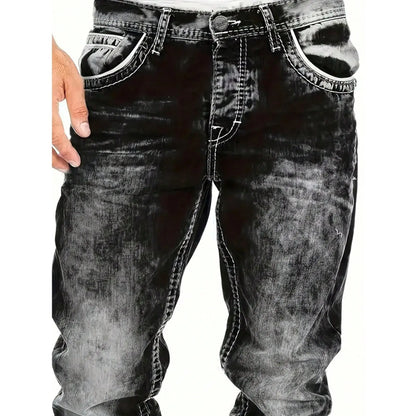 Herenjeans met rechte pijpen en vintage wassing