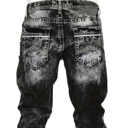 Herenjeans met rechte pijpen en vintage wassing