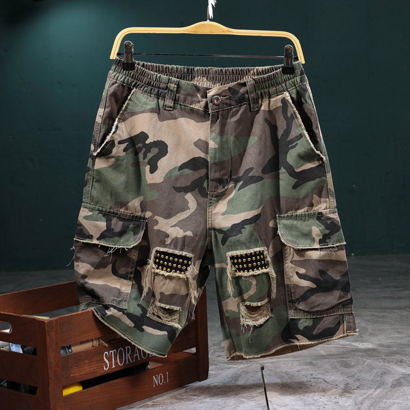 Camo cargoshort met studs voor heren