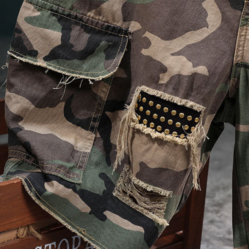 Camo cargoshort met studs voor heren