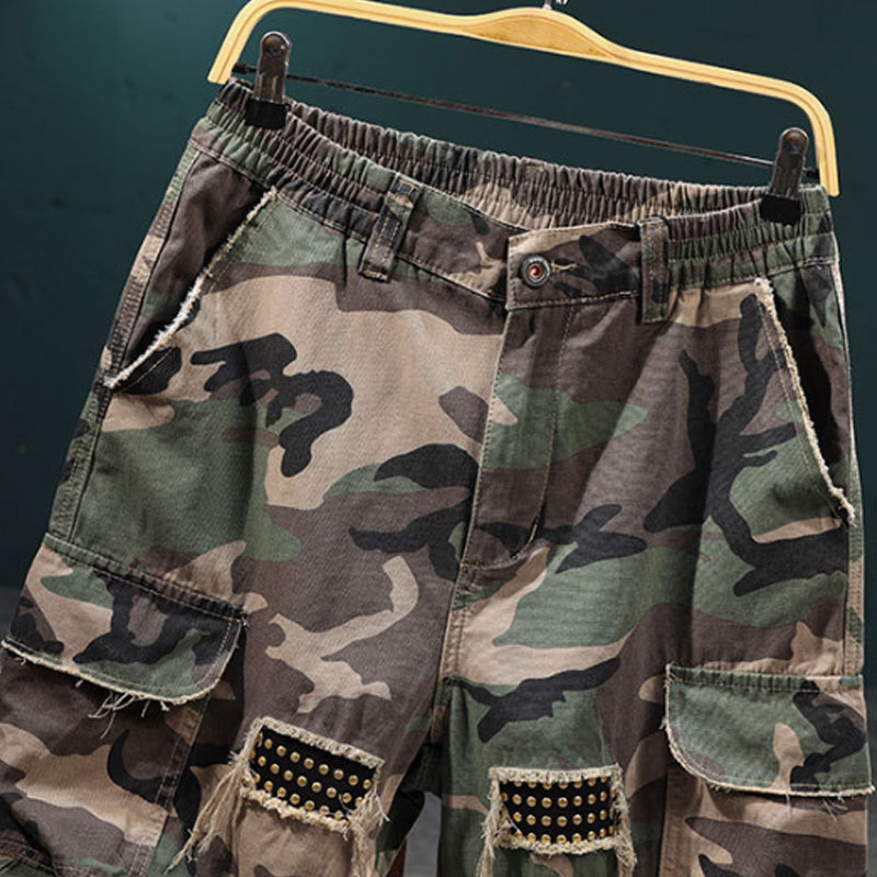 Camo cargoshort met studs voor heren