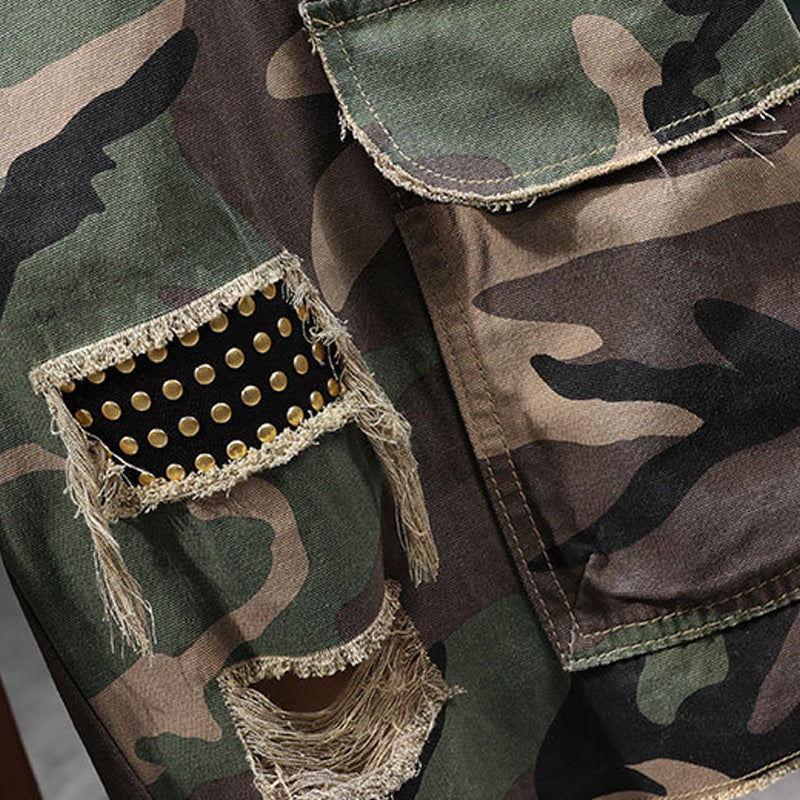 Camo cargoshort met studs voor heren