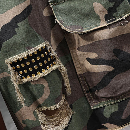 Camo cargoshort met studs voor heren