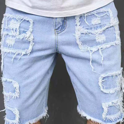 Gescheurde denim herenshorts met gerafelde details