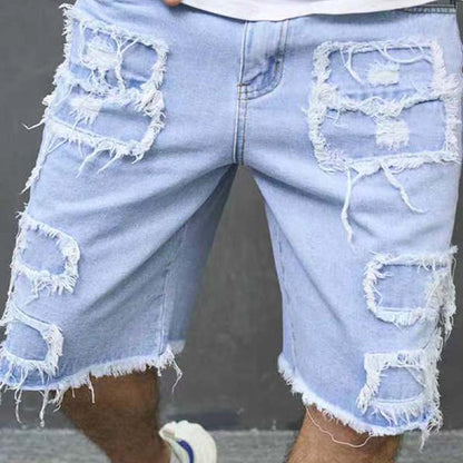 Gescheurde denim herenshorts met gerafelde details