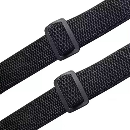 Brede elastische bretels met metalen haakclips