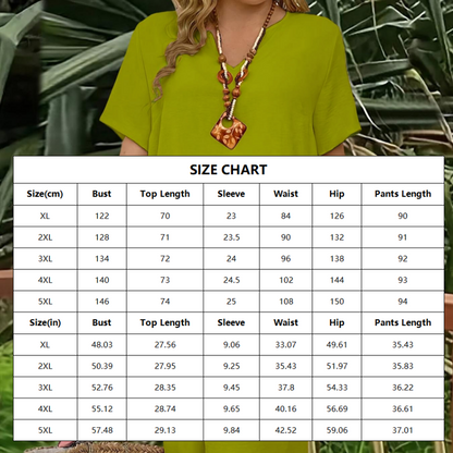 Dames casual tweedelige set met korte mouwen en wijde broek