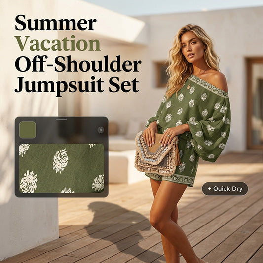 Bohemian dames jumpsuitset met schoudervrije top