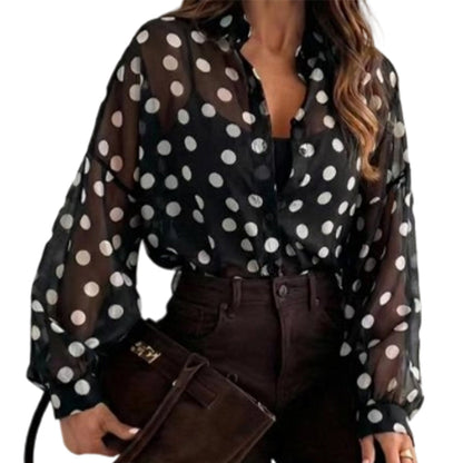 Damesblouse met stippen en knoopsluiting | LF10334206HEIS