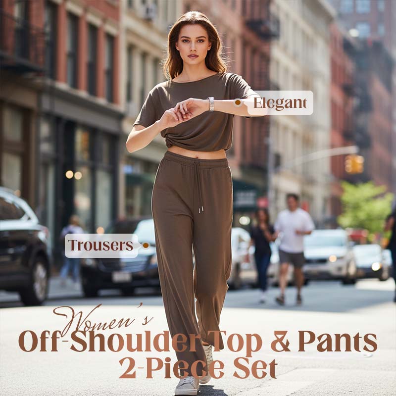 Dames lounge set met blote schouder top en broek