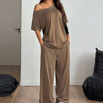 Dames lounge set met blote schouder top en broek