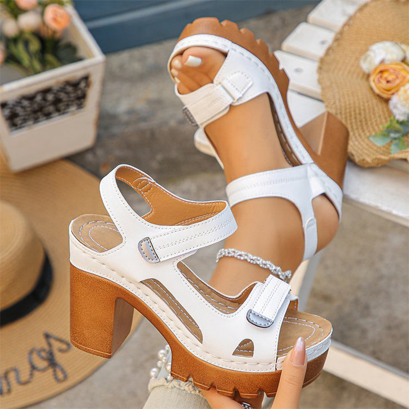 Dames Zomersandalen met Plateau en Verstelbare Klittenband