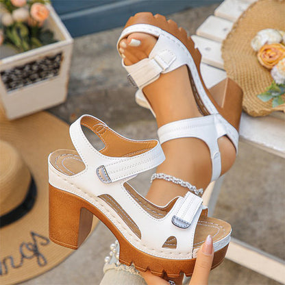 Dames Zomersandalen met Plateau en Verstelbare Klittenband