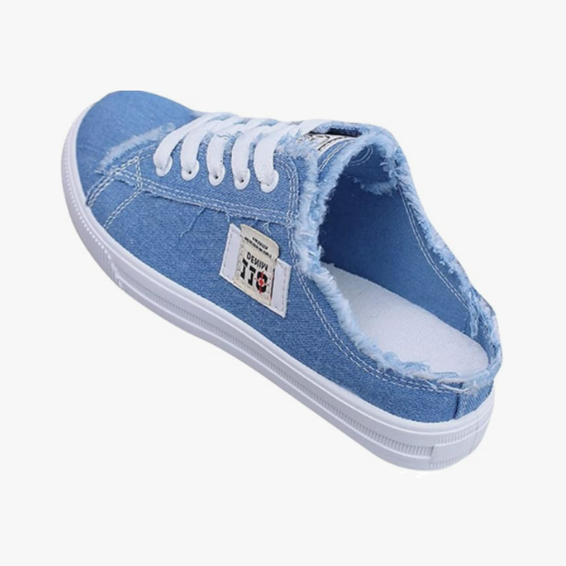 Dames denim muiltjes met comfortabele zool