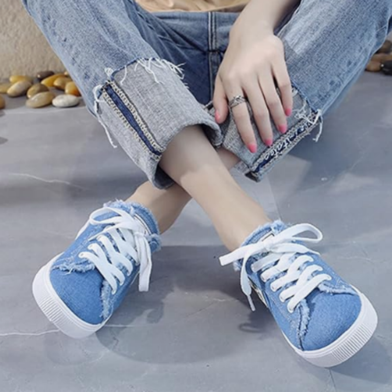Dames denim muiltjes met comfortabele zool