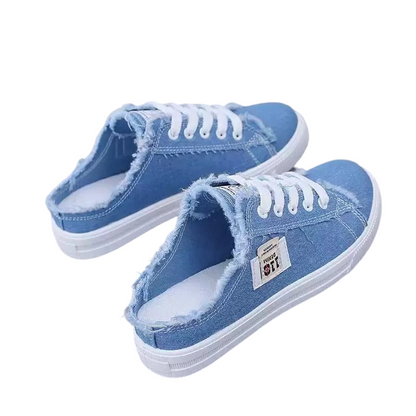 Dames denim muiltjes met comfortabele zool