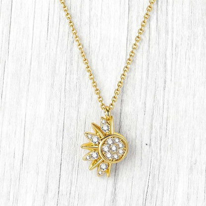 Tweekleurige zon- en maanhalsketting met strass steentjes