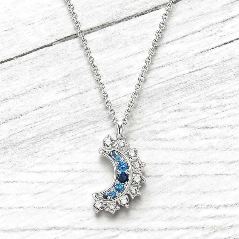 Tweekleurige zon- en maanhalsketting met strass steentjes