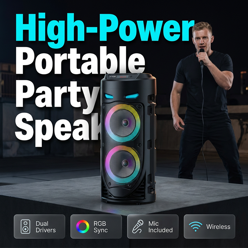 Draagbare bluetooth speaker met microfoon en rgb-verlichting | LC30318344