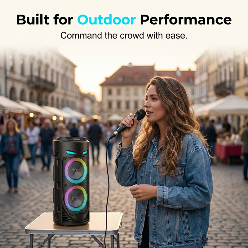 Draagbare bluetooth speaker met microfoon en rgb-verlichting | LC30318344